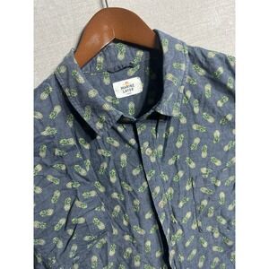 Marine Layer Short Sleeve Button Up Shirt Mens Large Blue Chambray Pineapple AOP